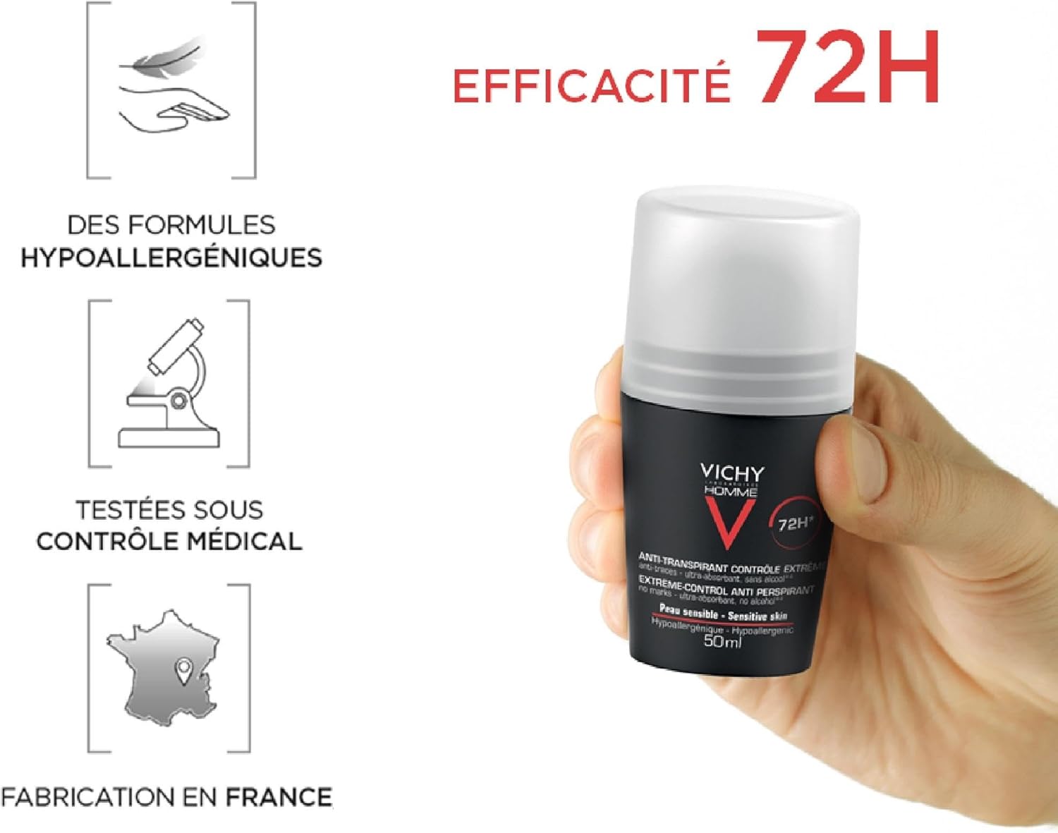 Buy Vichy Homme Deodorant Roll Anti Transiprant (Pack of 2) at Best Price Online in UAE - Glow Beauty