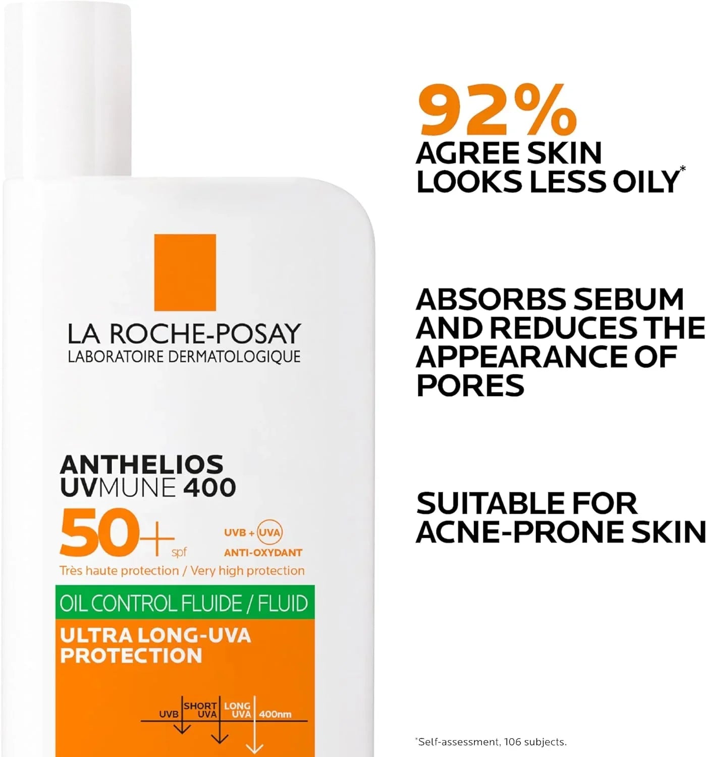 Buy La Roche-Posay Anthelios UVMune 400 Oil Control Invisible Fluid Sunscreen SPF 50+ for Oily Skin at Best Price Online in UAE - Glow Beauty
