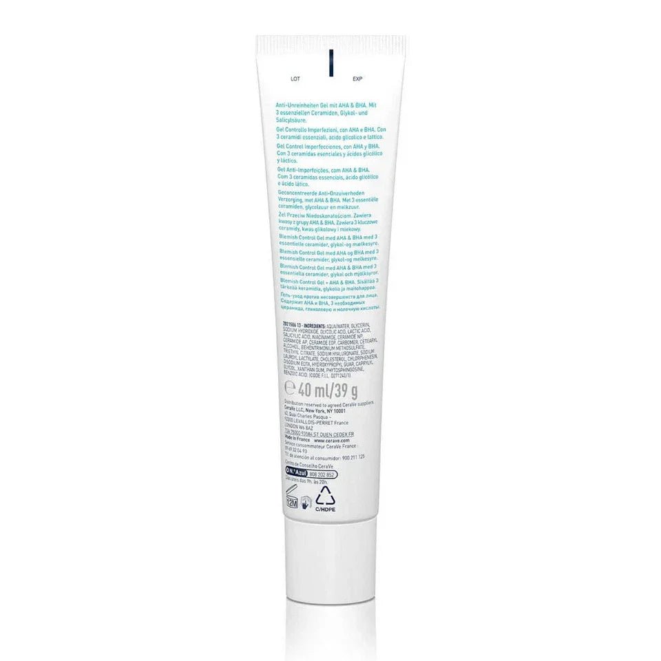 CeraVe Blemish Control Gel Moisturiser For Acne Blemishes AHA/BHA - 40ml - Glow Beauty