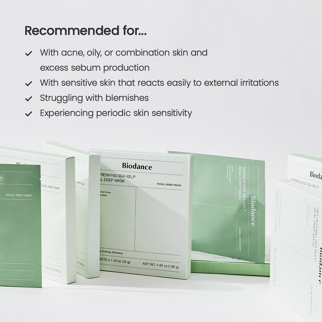 BIodance Refreshing Sea Kelp Real Deep Mask (4 Masks – 34g Each)