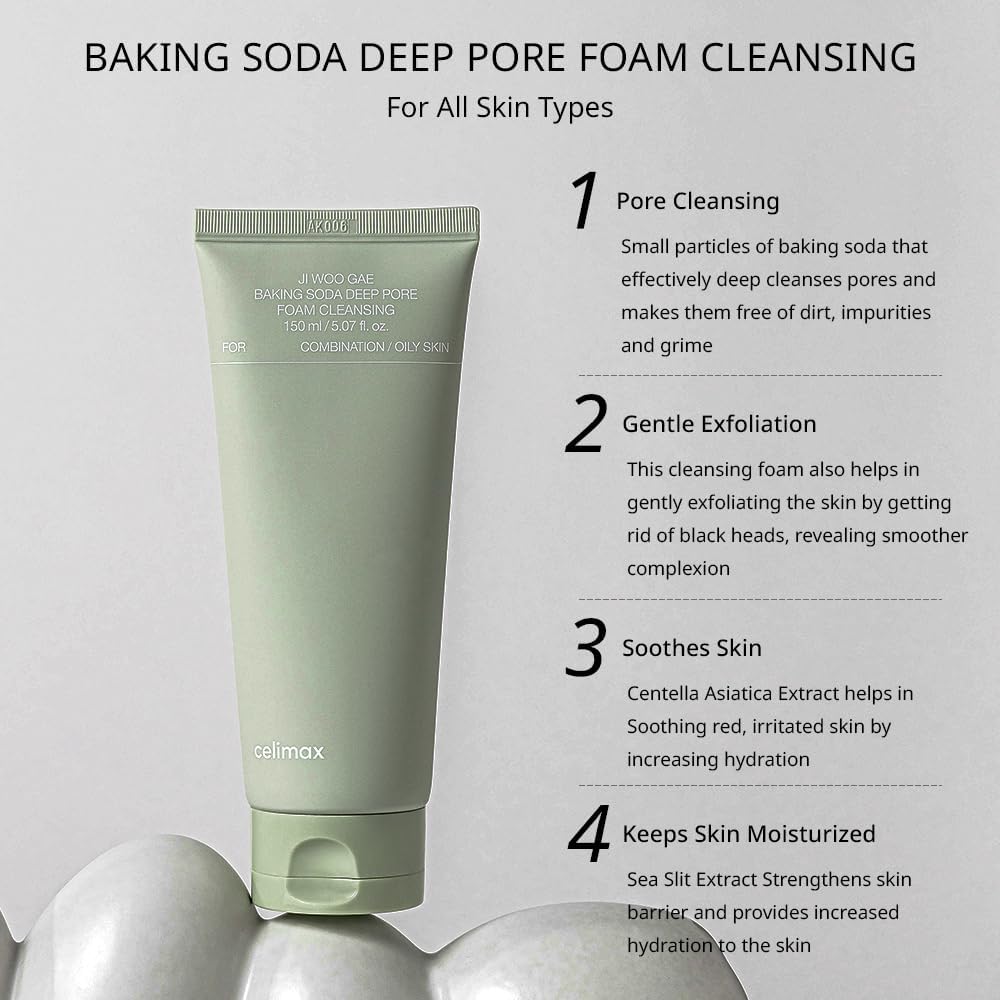 Buy Celimax Ji Woo Gae Baking Soda Deep Pore Foam Cleansing | 150ml at Best Price Online in UAE - Glow Beauty