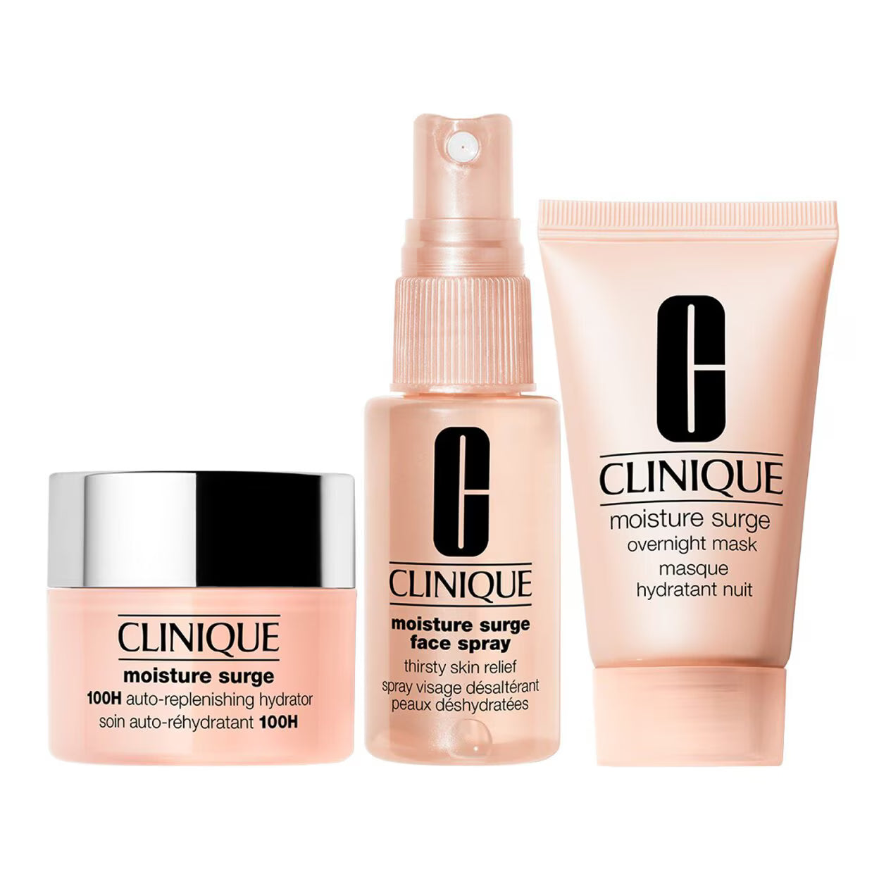 Clinique skincare products including a face spray, mask, and hydrator