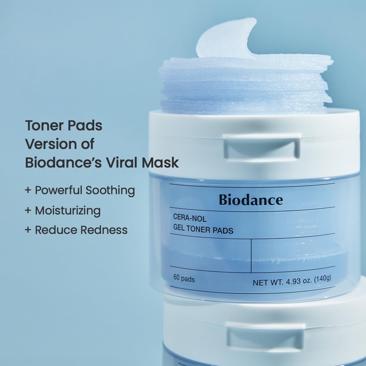 BIODANCE Cera-nol Gel Toner Pads – Soothing Moisturizer for Sensitive Skin - 140g
