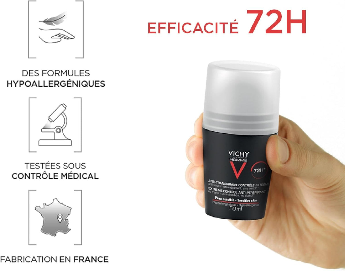 Buy Vichy Homme Deodorant Roll Anti Transiprant (Pack of 2) at Best Price Online in UAE - Glow Beauty