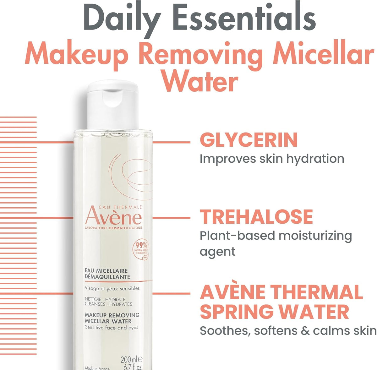 Buy Avène Micellar Lotion Cleansing Water - Soap-Free 3-in-1 Cleanser, Toner, Make-up Remover at Best Price Online in UAE - Glow Beauty