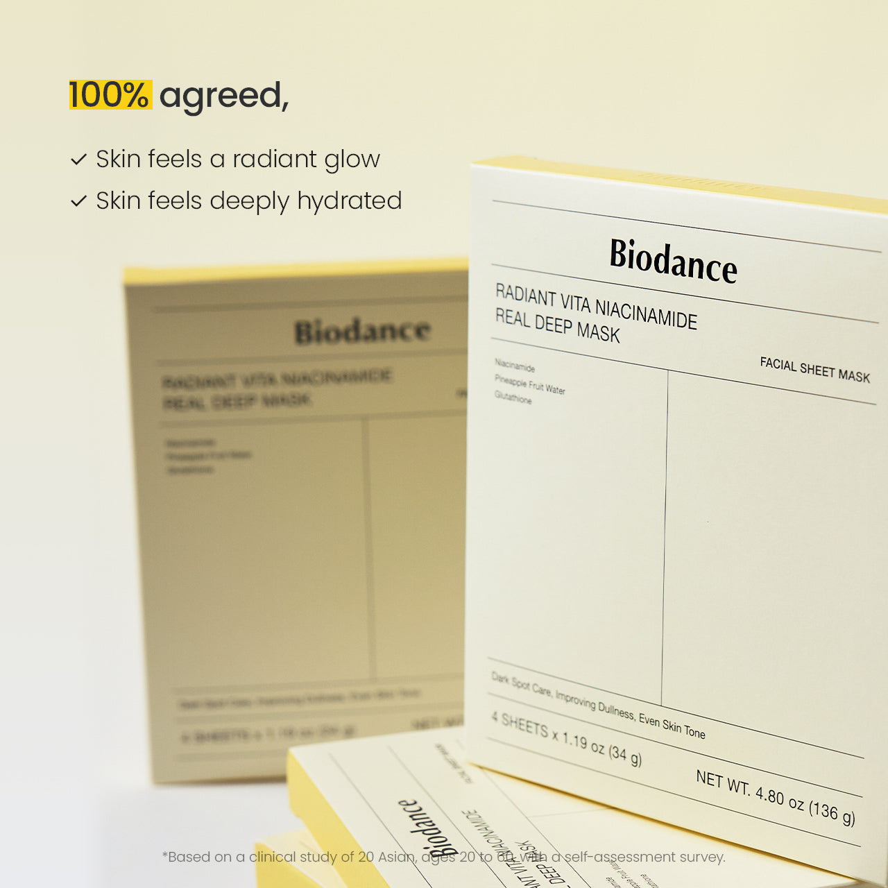 BIODANCE Radiant Vita Niacinamide Real Deep Mask (4 Masks – 34g Each)