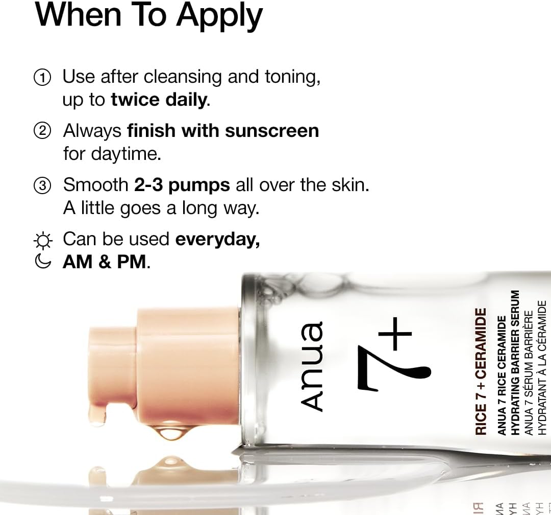 ANUA Rice Ceramide 7 Hydrating Barrier Serum – 50ml - Glow Beauty