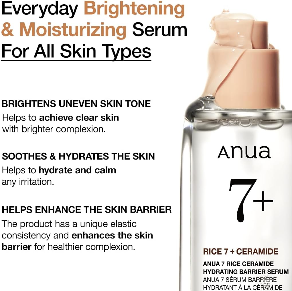 ANUA Rice Ceramide 7 Hydrating Barrier Serum – 50ml - Glow Beauty