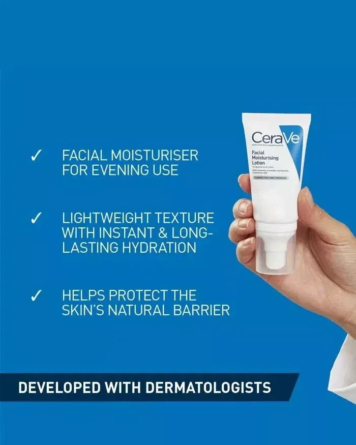 CeraVe PM Daily Facial Moisturiser Lotion for Normal to Dry Skin - 52ml - Glow Beauty
