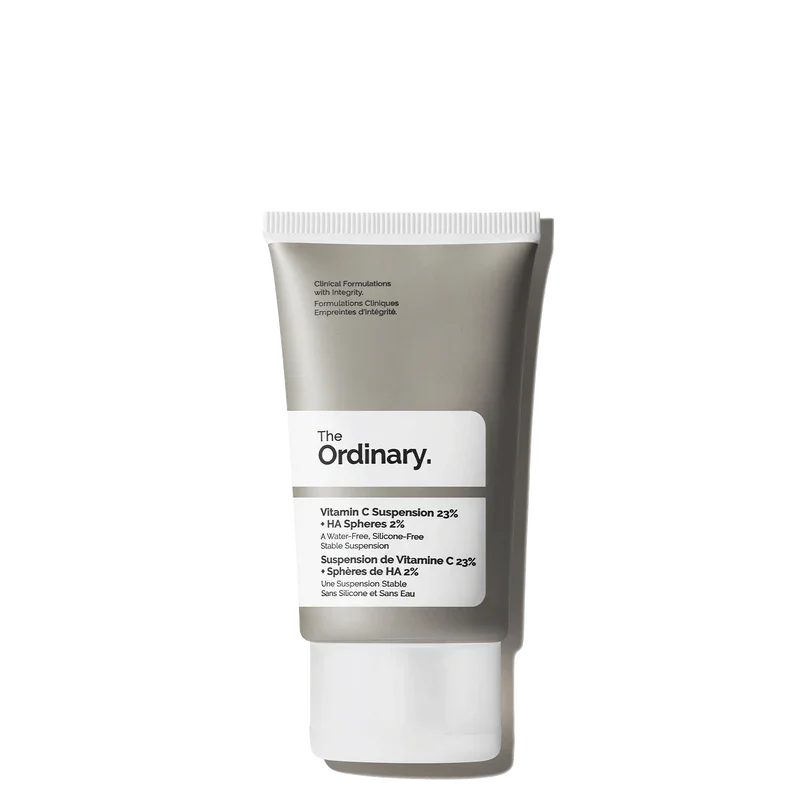 Skincare tube labeled 'The Ordinary' on a white background