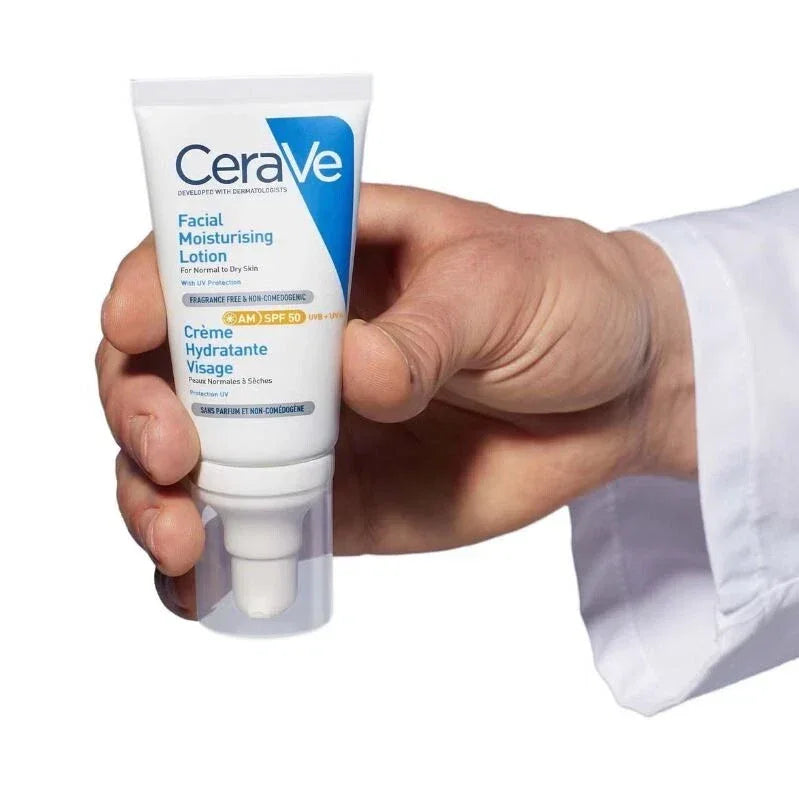 Buy CeraVe AM Facial Moisturiser with SPF50, Hyaluronic Acid and Vitamin E - 52ml at Best Price Online in UAE - Glow Beauty